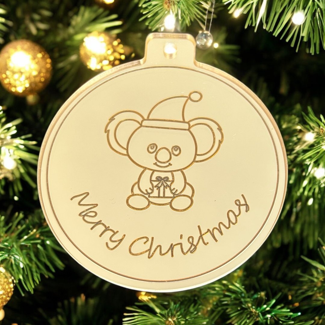 Australian theme gold koala Christmas bauble 