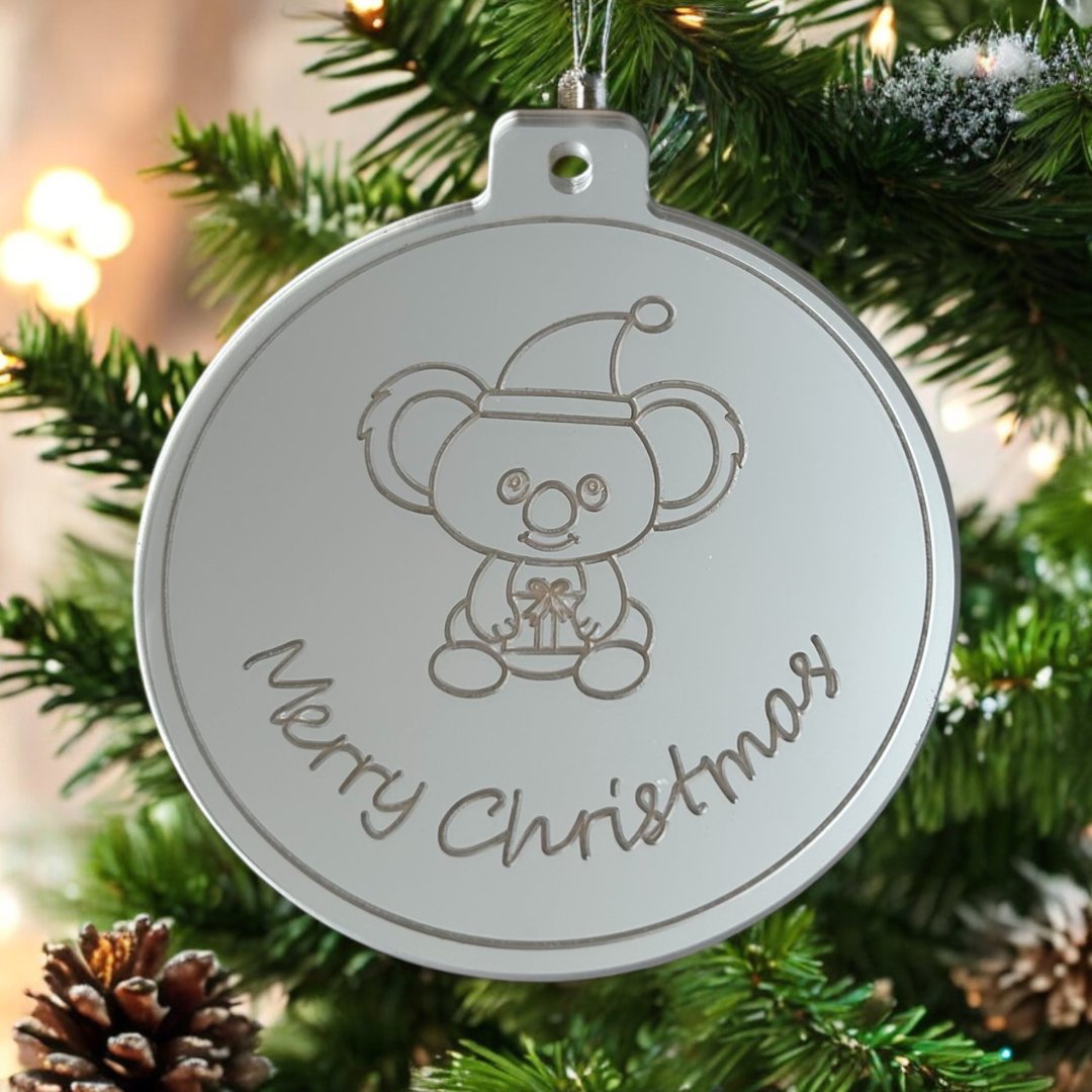 Australian theme silver koala Christmas bauble 