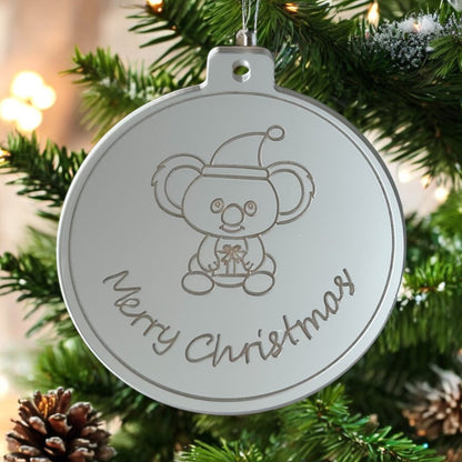 Australian theme silver koala Christmas bauble 
