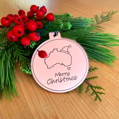 Australian theme rose gold Christmas bauble 
