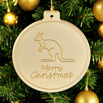 Australian theme gold kangaroo Christmas bauble 